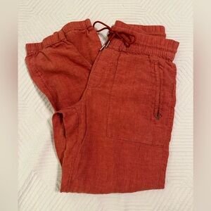 Athleta Linen Joggers, Sz 2, color Papaya
